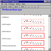 This help topic shows several RichView features: subscripts, superscripts, and borders of paragraphs