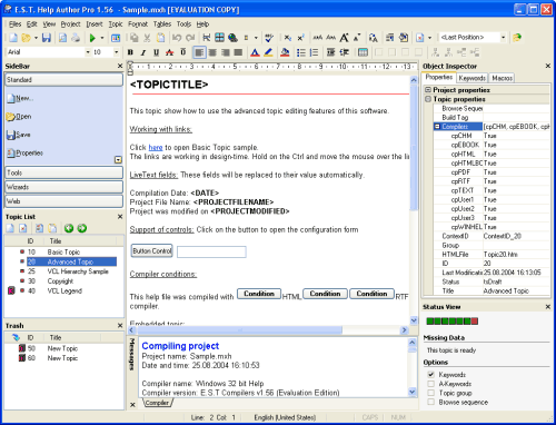 E.S.T. Help Author Pro's Main Window