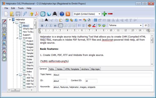 Helpinator - topic editor