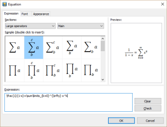 Equation editor dialog